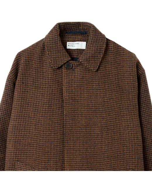 Universal Works Brown Wool Tweed Mix Stan Coat for men
