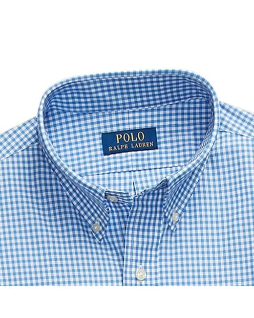 Polo Ralph Lauren Blue Custom Fit Stretch Poplin Shirt for men