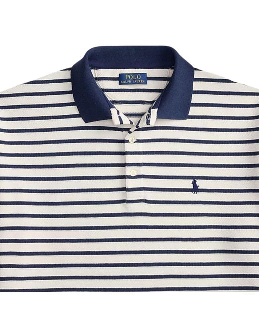 Polo Ralph Lauren Blue Relaxed Fit Striped Textured Polo Shirt for men