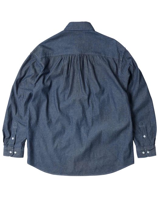 FRIZMWORKS Blue Cigarette Pocket Chambray Shirt for men