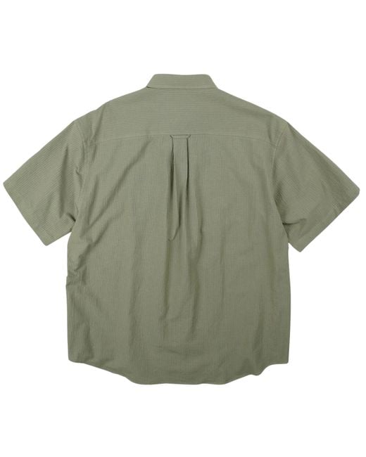 FRIZMWORKS Green Og Dobby Weave Seersucker Half Shirt for men