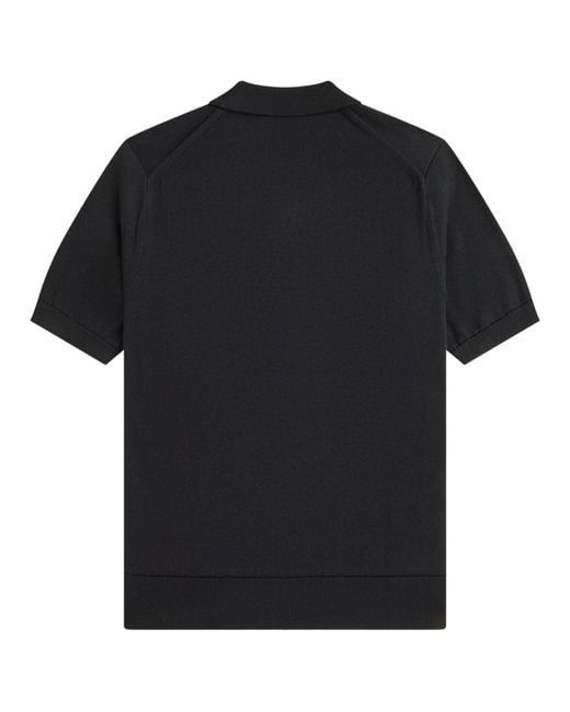 Fred Perry Black Staple Cotton Knitted Shirt for men