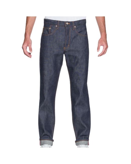 Naked & Famous Blue Weird Guy Dirty Fade Denim Jeans for men