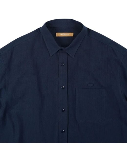 FRIZMWORKS Blue Og Dobby Weave Seersucker Half Shirt for men