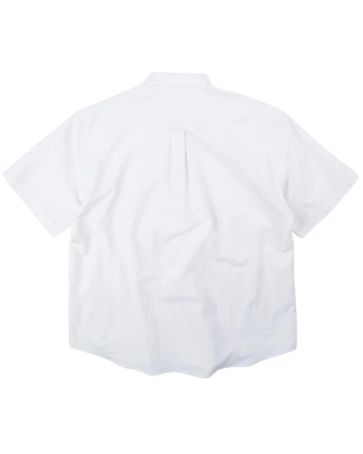 FRIZMWORKS White Og Dobby Weave Seersucker Half Shirt for men