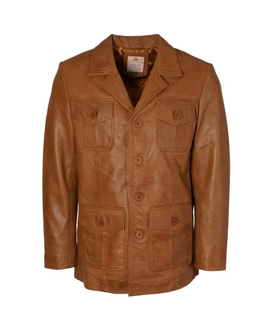 real hoxton Brown Safari Jacket for men
