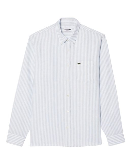 Lacoste White Regular Fit Linen Shirt for men