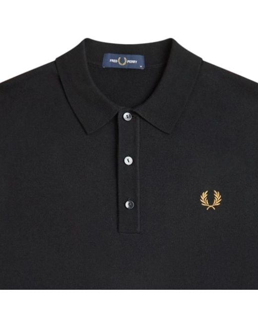 Fred Perry Black Knitted Shirt for men