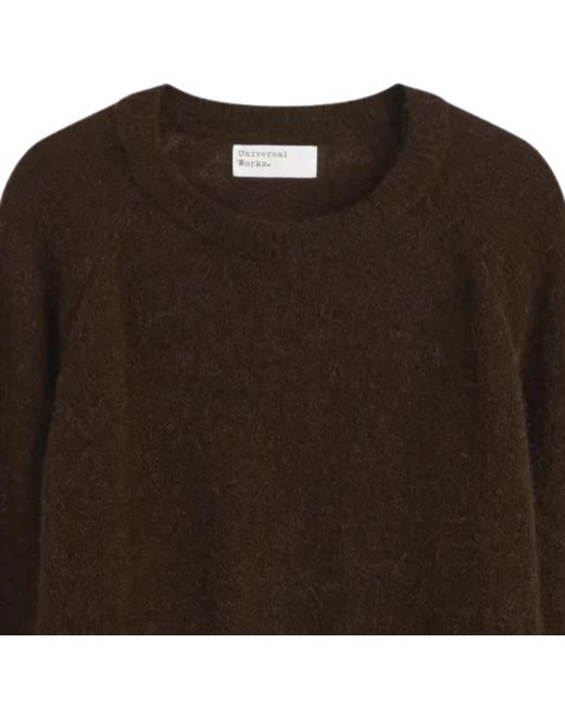 Universal Works Brown Lyon Crew Alpaca Knit for men