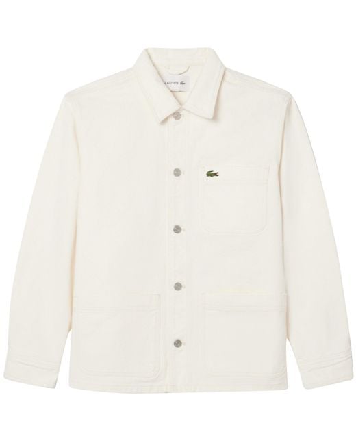 Lacoste White Heavy Cotton Denim Overshirt Jacket for men