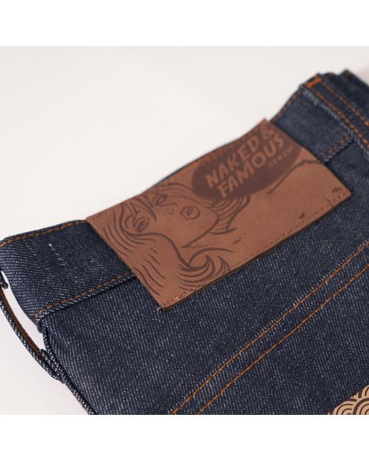 Naked & Famous Blue Easy Guy Dirty Fade Selvedge Jeans for men