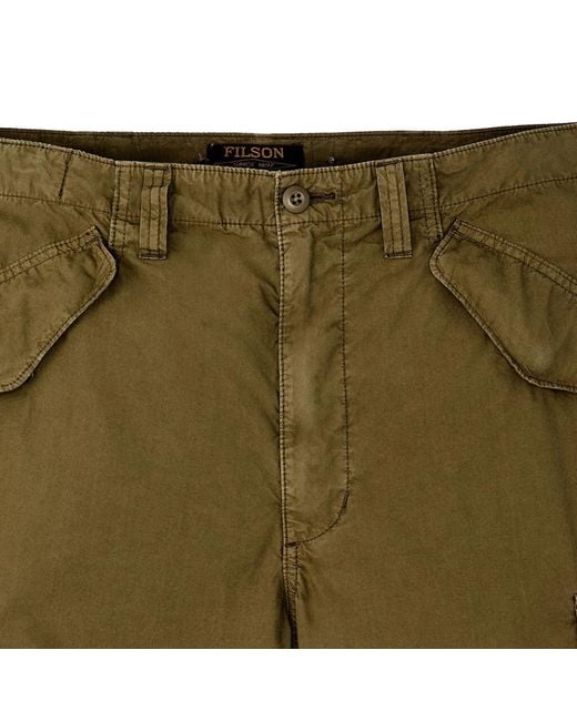 Filson Green Tropical Poplin Cargo Shorts for men