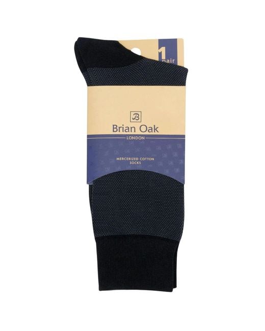 Stuarts London Black Brian Oak Birds Eye Patterned Socks for men