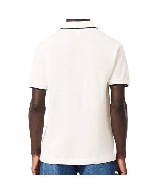 Lacoste White Classic Fit Pocket Accent Polo Shirt for men