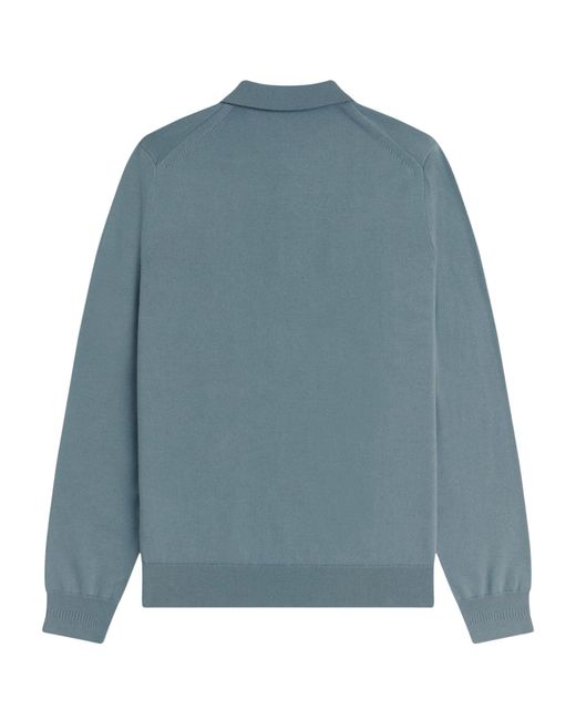 Fred Perry Blue Classic Knitted Long Sleeve Shirt for men