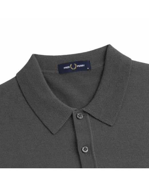 Fred Perry Black K7623 Classic Knitted Shirt for men