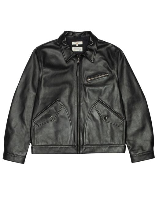 Nudie Jeans Black Blake Zip Leather Jacket for men