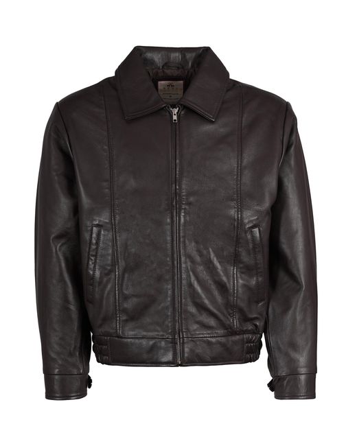 real hoxton Black Leather Gab Jacket for men