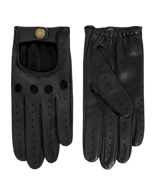 Dents Black Leather Driving Gloves for men