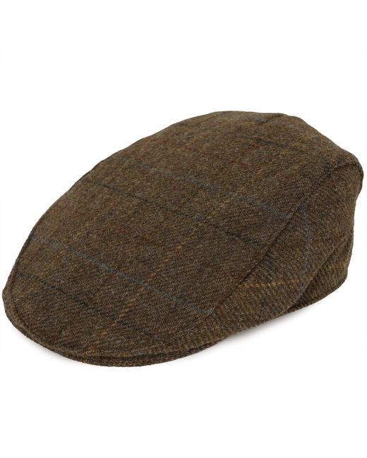 Dents Brown Moon Tweed Flat Cap for men