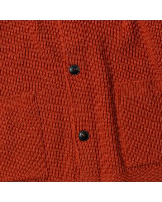 FRIZMWORKS Red Heavy Wool Round Cardigan for men