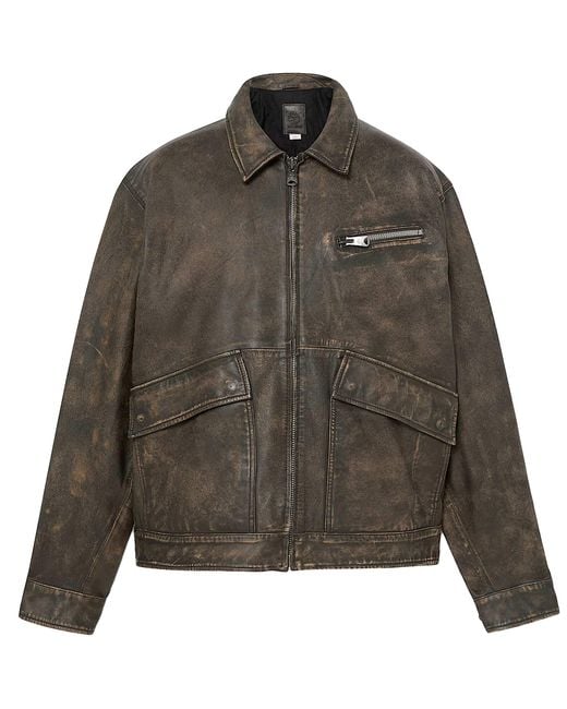 Timberland Green Strafford Leather Bomber Jacket for men