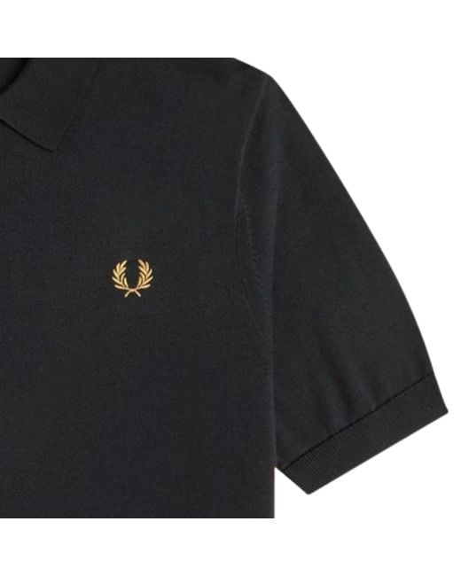 Fred Perry Black Staple Cotton Knitted Shirt for men
