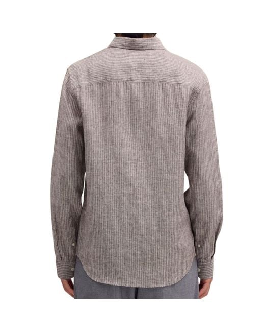 NN07 Gray Enzo Classic Collar Linen Shirt for men