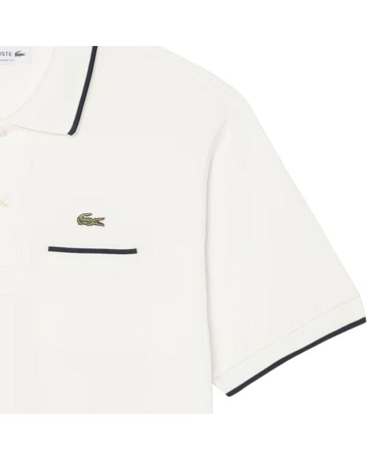 Lacoste White Classic Fit Pocket Accent Polo Shirt for men