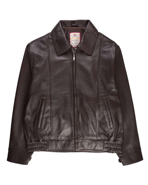 real hoxton Black Leather Gab Jacket for men