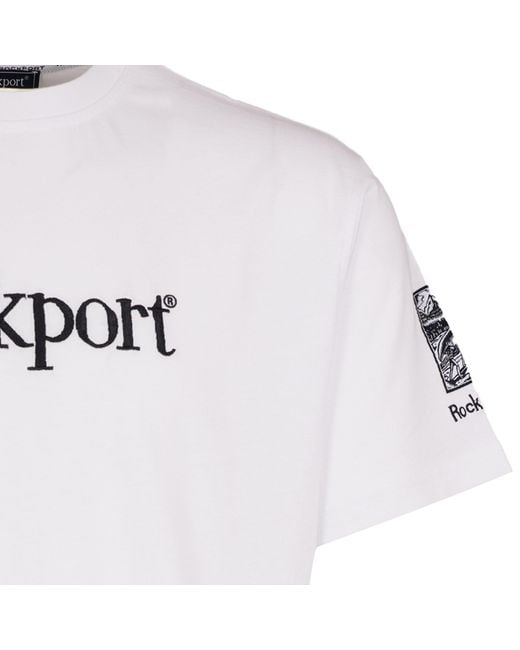 Rockport Archive White Highland Front Logo Washed Crew Neck T-Shirt for men