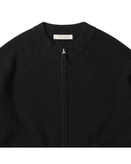 FRIZMWORKS Black Wool Deck Zip Up Cardigan for men