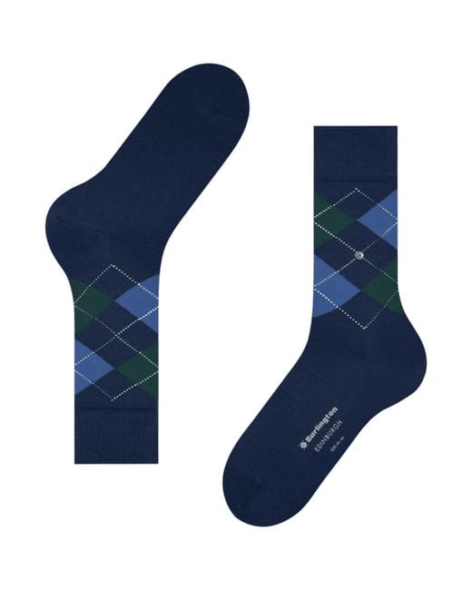 Burlington Blue Edinburgh Socks for men