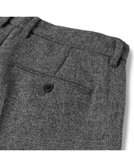 Portuguese Flannel Gray Pleated Wool Trousers for men