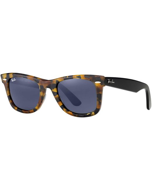 Ray-Ban Brown Tortoise Original Wayfarer Fleck Sunglasses - Blue Classic Lenses for men