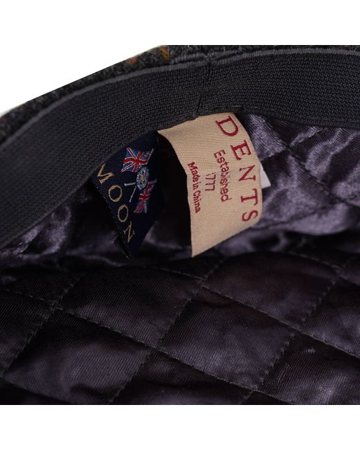 Dents Black Moon Tweed Flat Cap for men
