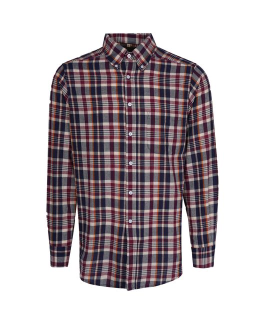 Stuarts London Blue Madras Classics Long Sleeved Shirt for men