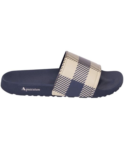 Aquascutum Blue Macro Iconic Sliders for men