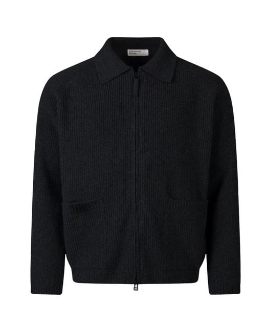 Universal Works Black Zip Cardigan Eco Wool for men