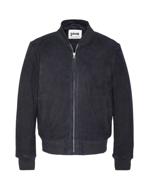 Schott Nyc Blue Suede Bomber Jacket for men