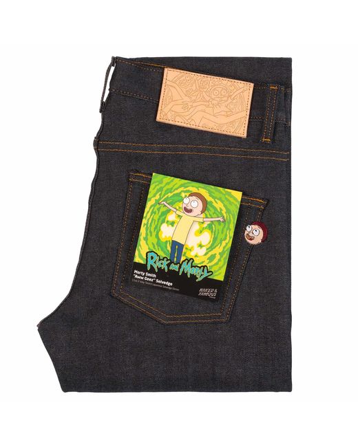 Naked & Famous Blue X Rick & Morty Morty Smith Aww Geez Selvedge for men