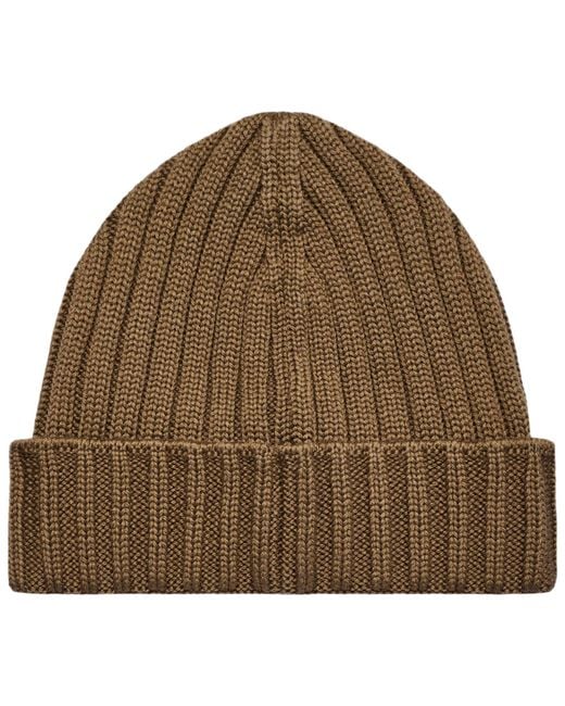 C P Company Brown Extrafine Merino Wool Knit Cap for men