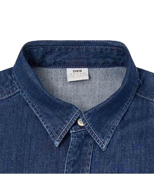 Edwin Blue Denim Work Shirt for men
