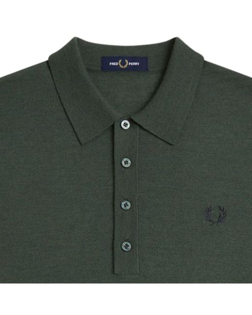 Fred Perry Green Fine Knit Shirt for men