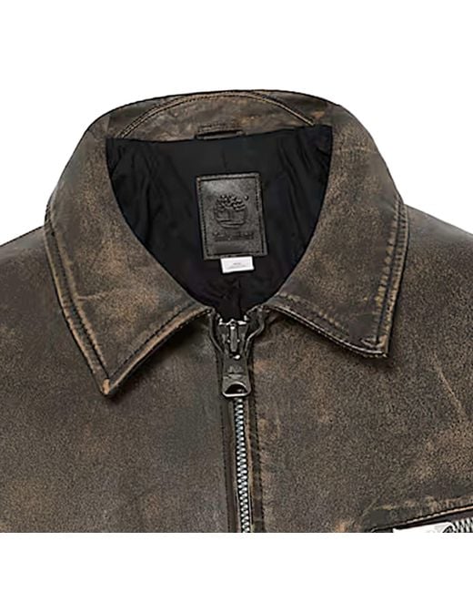 Timberland Green Strafford Leather Bomber Jacket for men