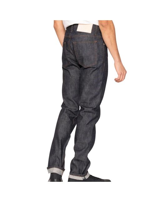 Naked & Famous Black Weird Guy Love & Peace Selvedge Jeans for men