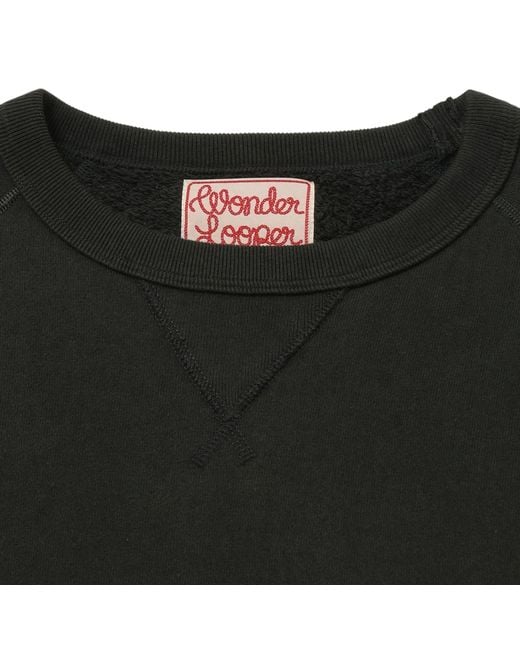 Wonder Looper Black Pullover Crewneck Super Looper French Terry for men