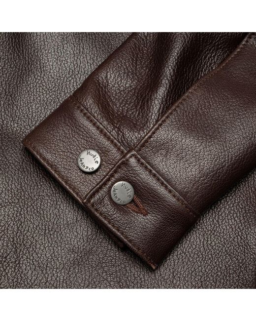 Nudie Jeans Brown Joppe Western Leather Jacket for men