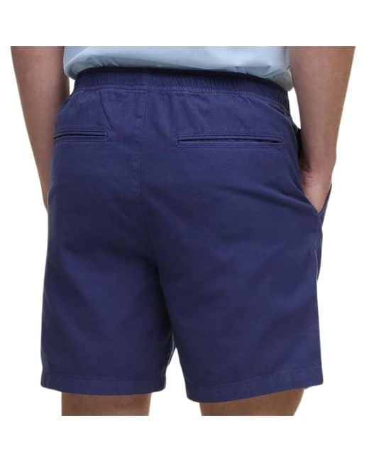 Barbour Blue Washed Oxford Relaxed Shorts for men