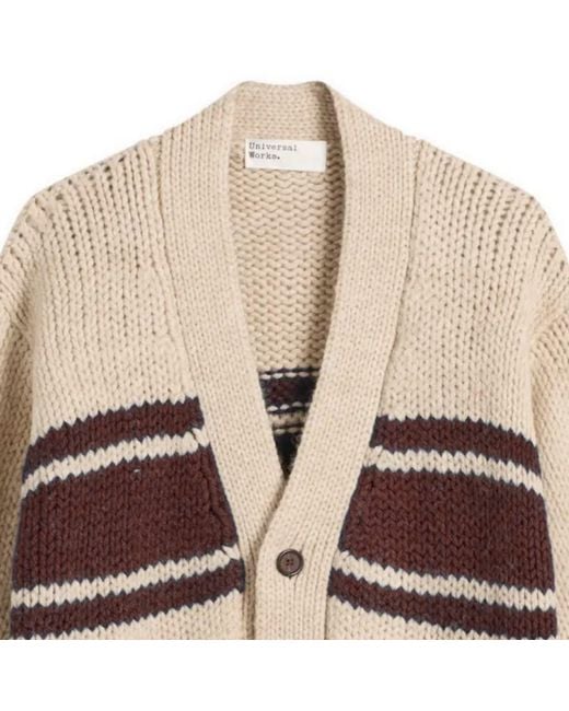 Universal Works Natural Langdale Cardigan Chunky Knit Stripe for men